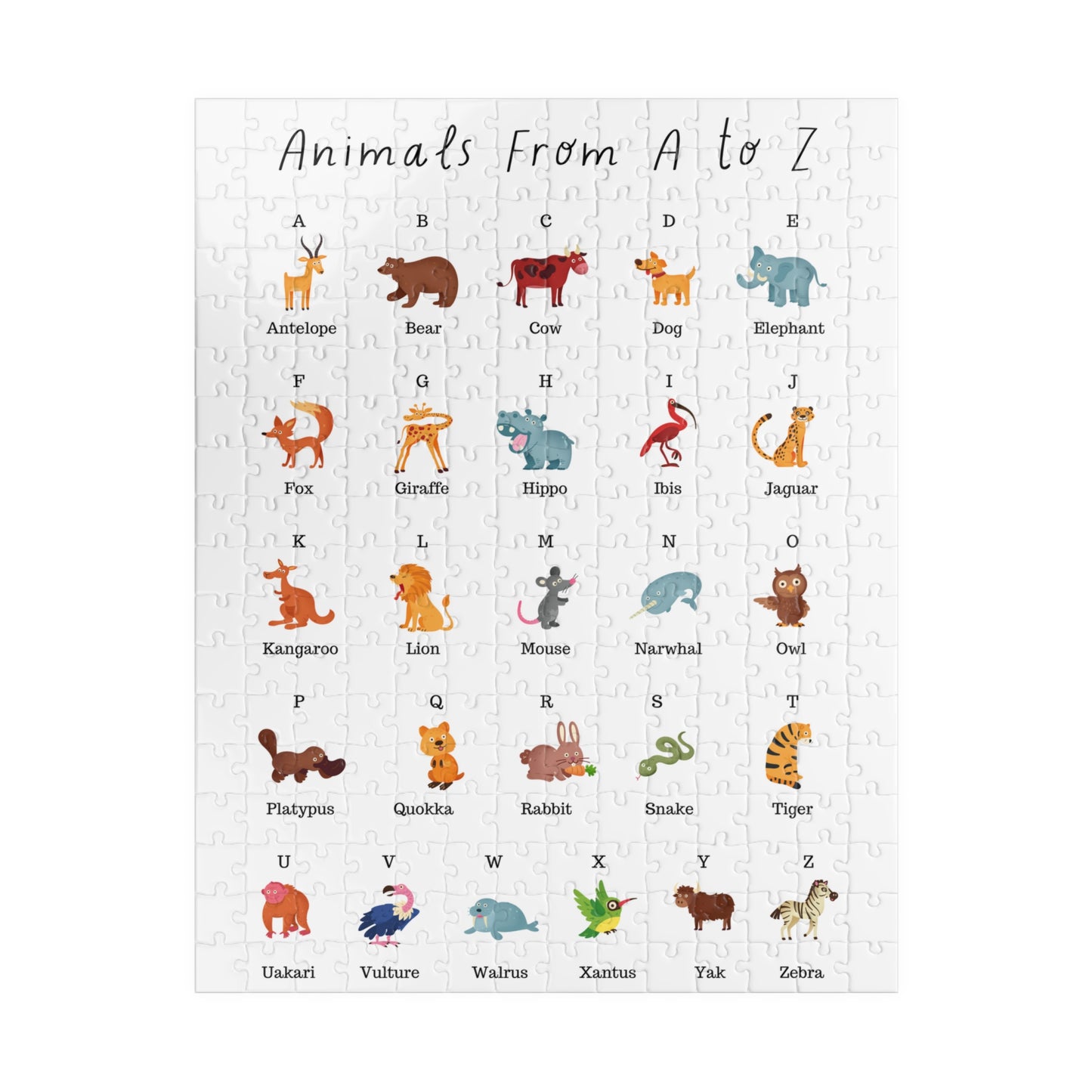 Jigsaw Puzzle - Alphabet Animals | A to Z | Reading and Spelling | Wall Decor