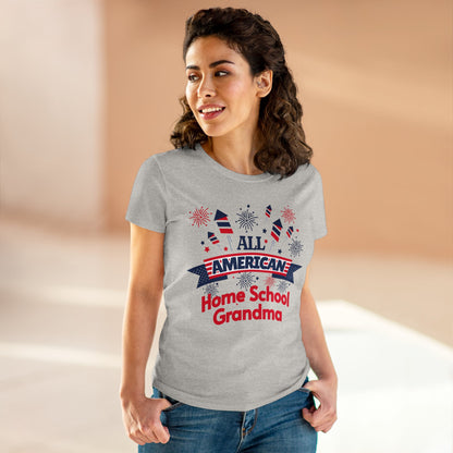 T-Shirt (Womens) - All American Home School Grandma | Semi Fitted | 100% Cotton | Funny, Witty, Sarcastic