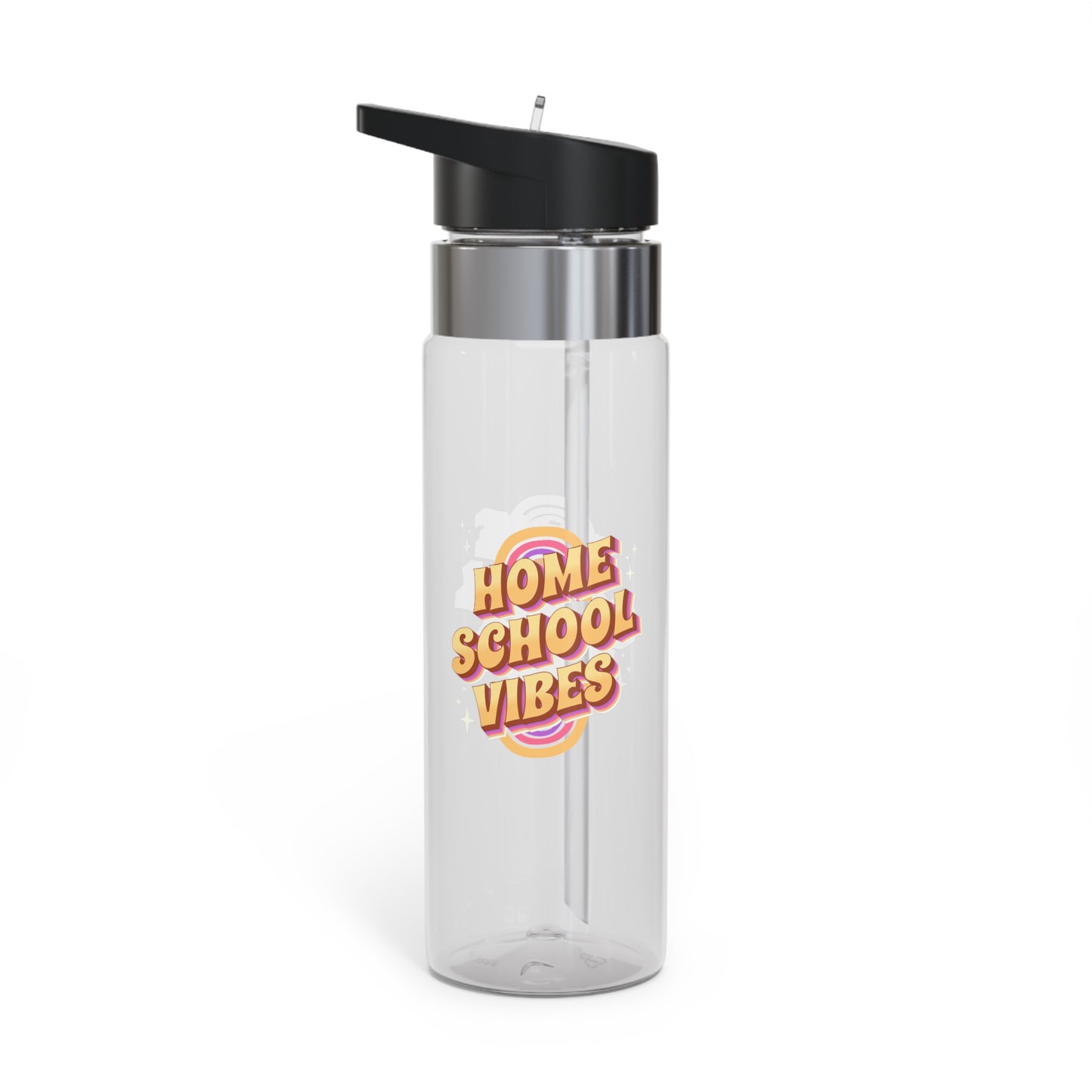 Water Bottle, 20oz | Home School Vibes | BPA Free | Spill-Resistant Lid With Straw