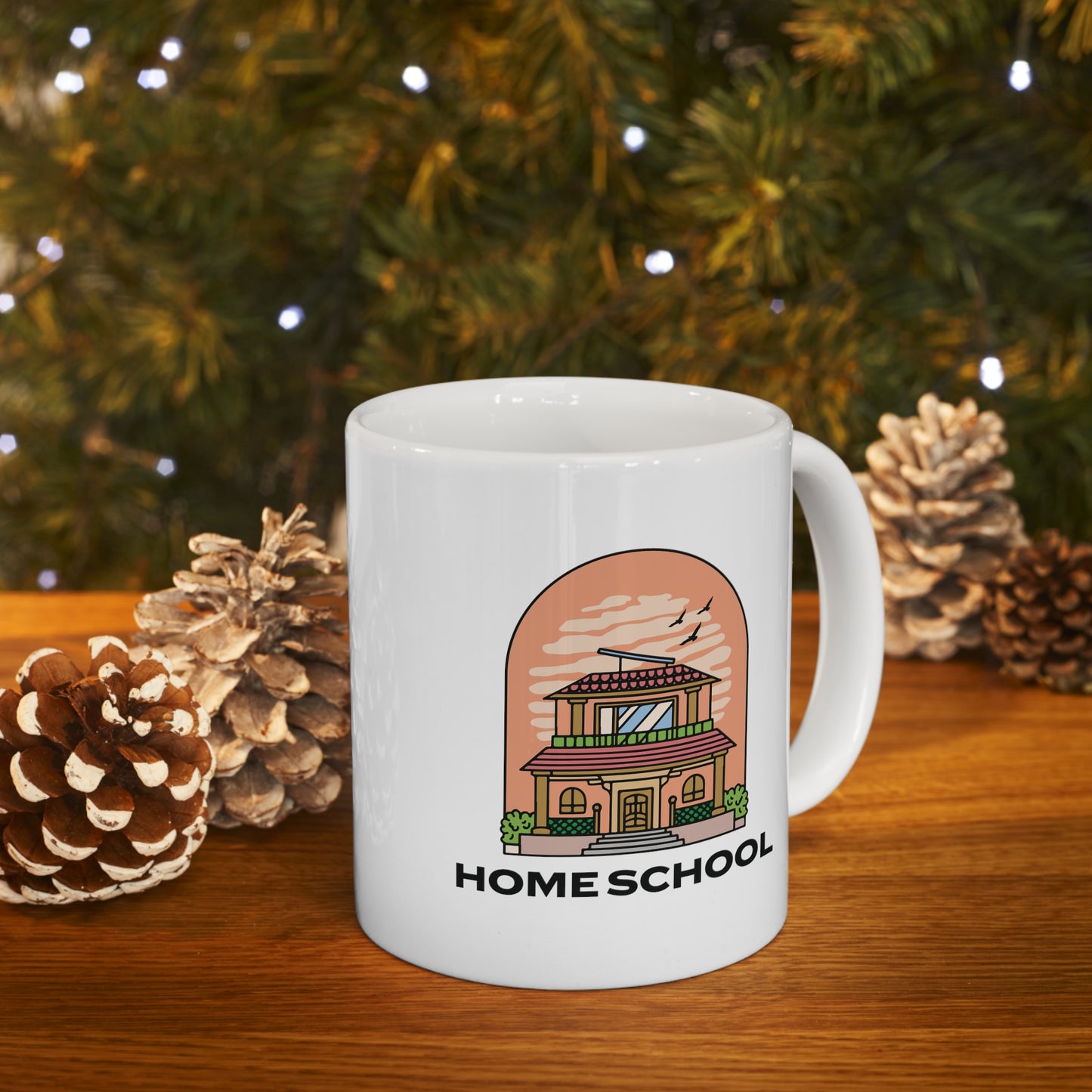 Coffee Mug - Home School House | White | Ceramic 11oz | Microwave and Dishwasher Safe