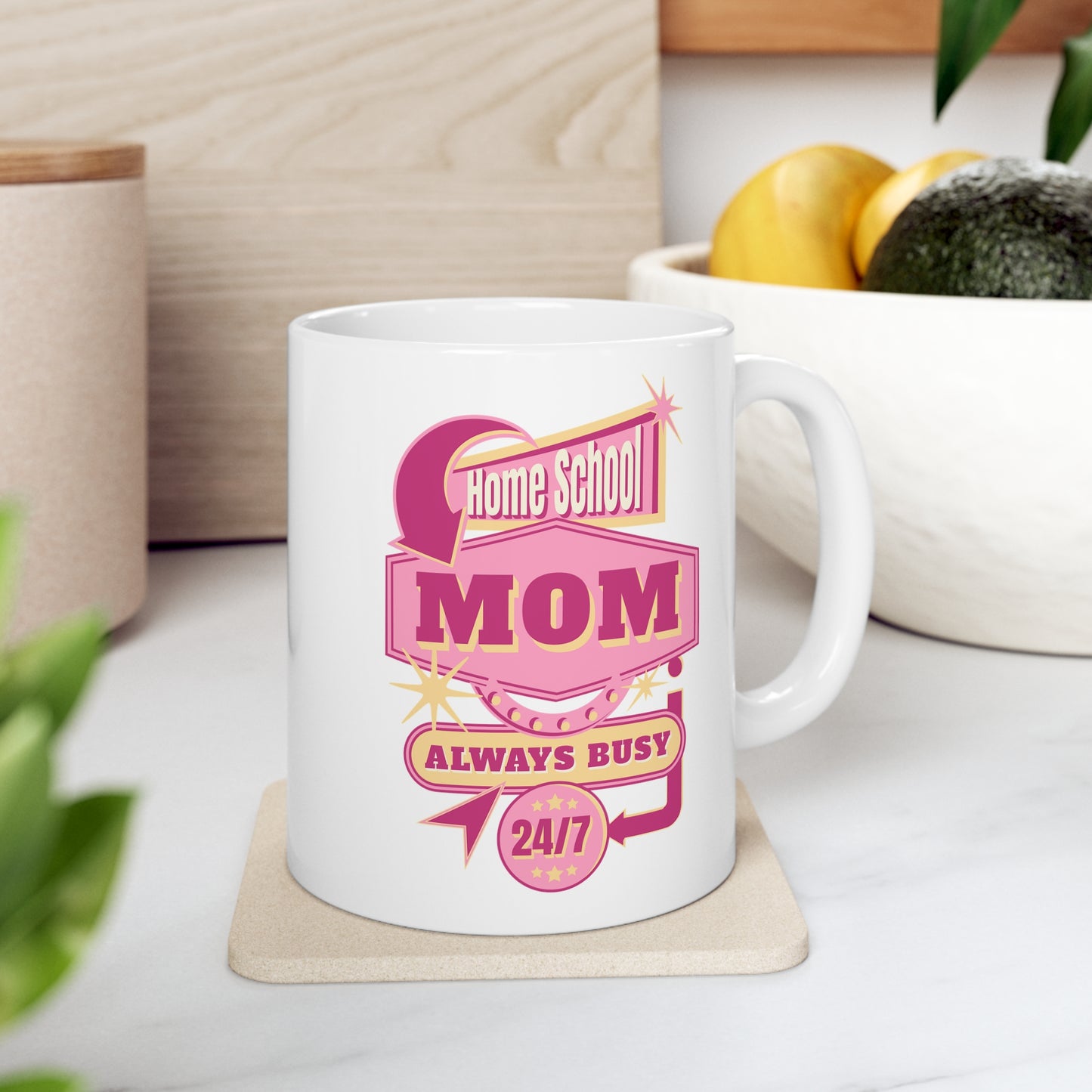 Coffee Mug - Home School Mom Always Busy | White | Ceramic 11oz | Microwave and Dishwasher Safe