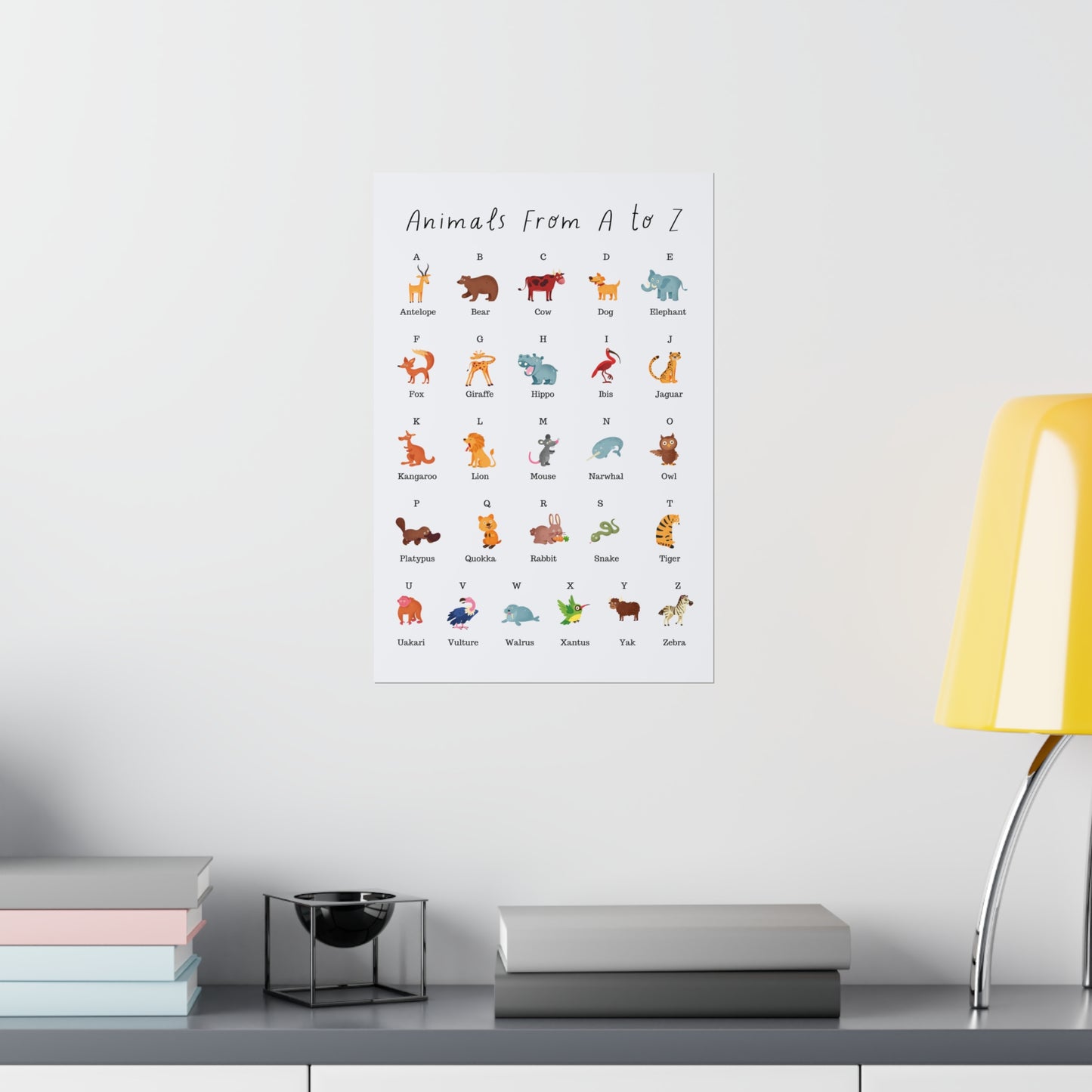 Poster - Alphabet Animals | A to Z | Reading and Spelling | Premium Matte Poster