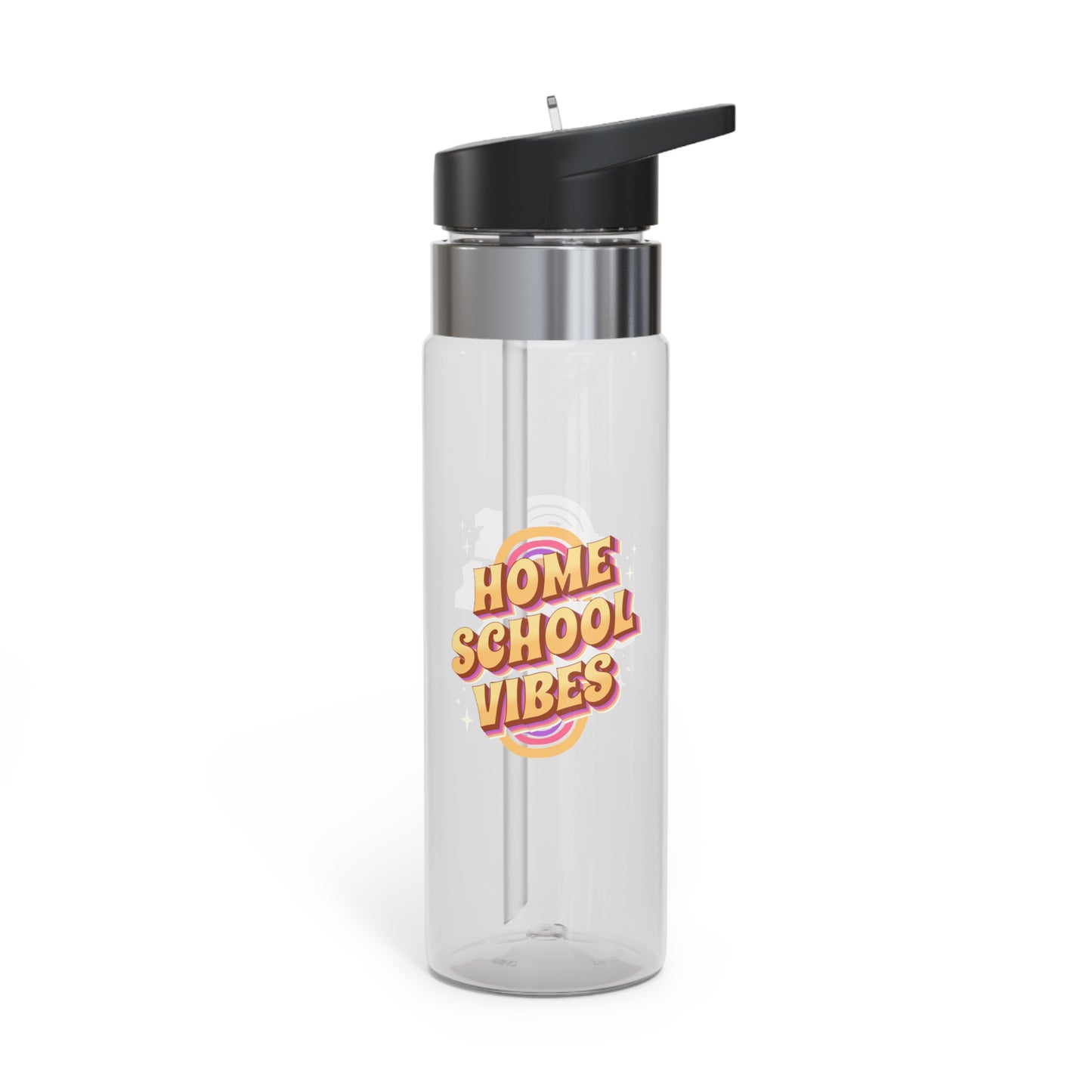 Water Bottle, 20oz | Home School Vibes | BPA Free | Spill-Resistant Lid With Straw