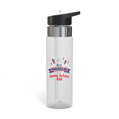 Water Bottle, 20oz | All American Home School Kid | BPA Free | Spill-Resistant Lid With Straw