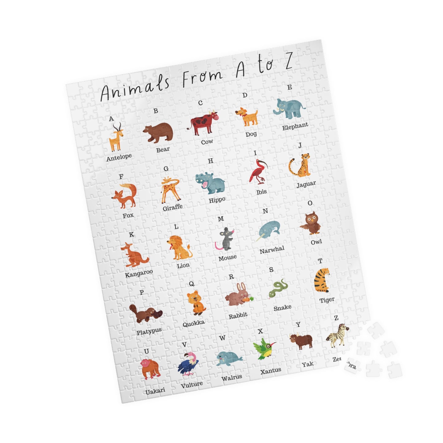 Jigsaw Puzzle - Alphabet Animals | A to Z | Reading and Spelling | Wall Decor