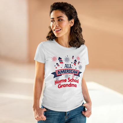 T-Shirt (Womens) - All American Home School Grandma | Semi Fitted | 100% Cotton | Funny, Witty, Sarcastic