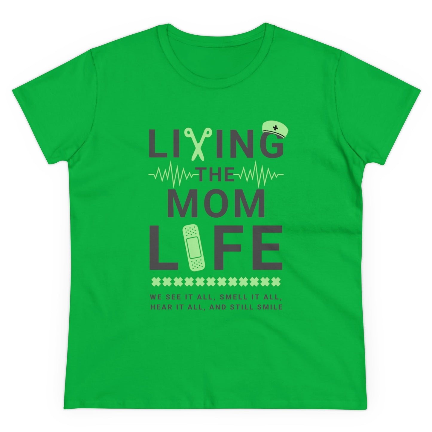 T-Shirt (Womens) - Living The Mom Life | Semi Fitted | 100% Cotton | Funny, Witty, Sarcastic