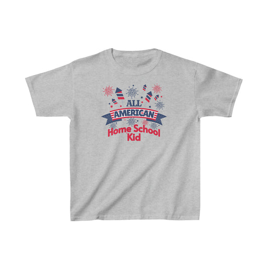 T-Shirt (Kids) - All American Home School Kid | Classic Fit | 100% Cotton | Funny, Witty, Sarcastic